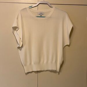 Elegant Cream Short Sleeve Sweater